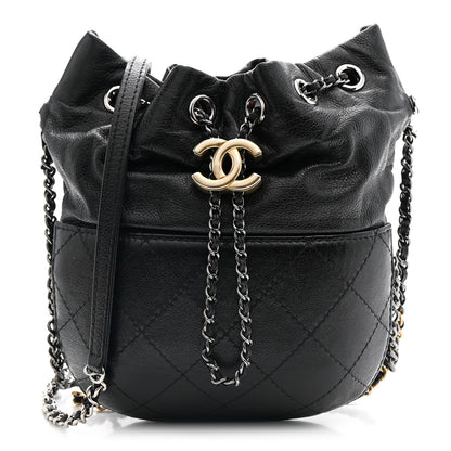 Calfskin Quilted Small Gabrielle Bucket Black