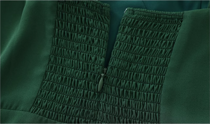 French holiday style long green 2025 new dress with side slit slings R2604