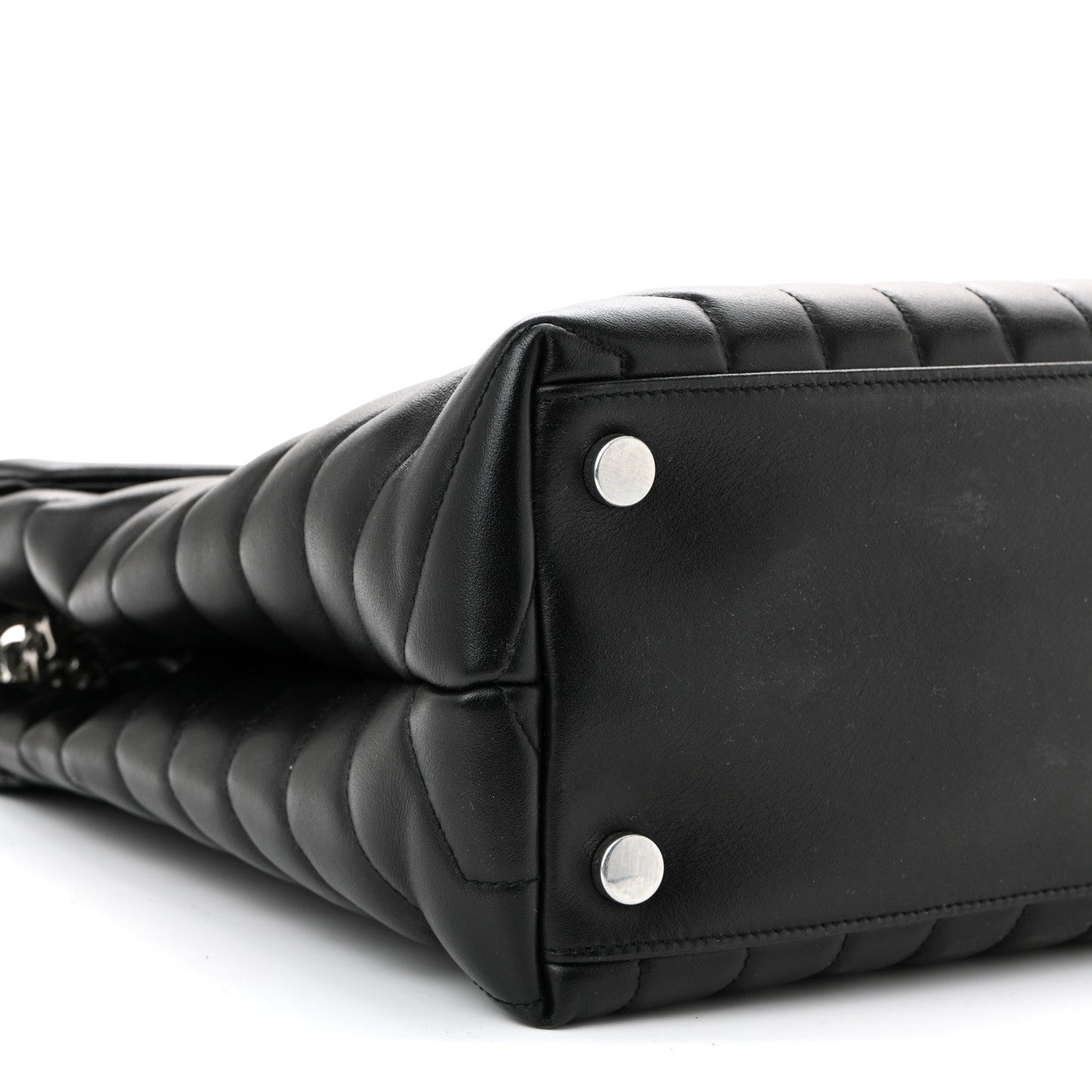 Calfskin Y Quilted Monogram Large Loulou Chain Satchel Black