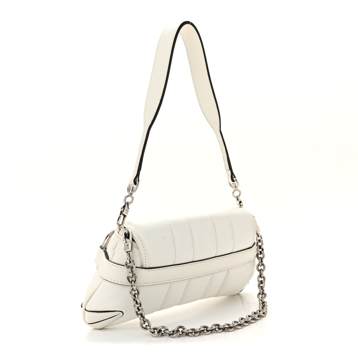 Nappa Vertical Matelasse Small Maxi Horsebit Chain Shoulder Bag Great White