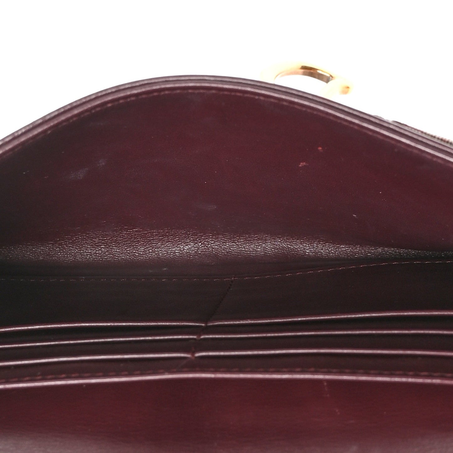 Oblique Saddle Chain Long Wallet Bordeaux