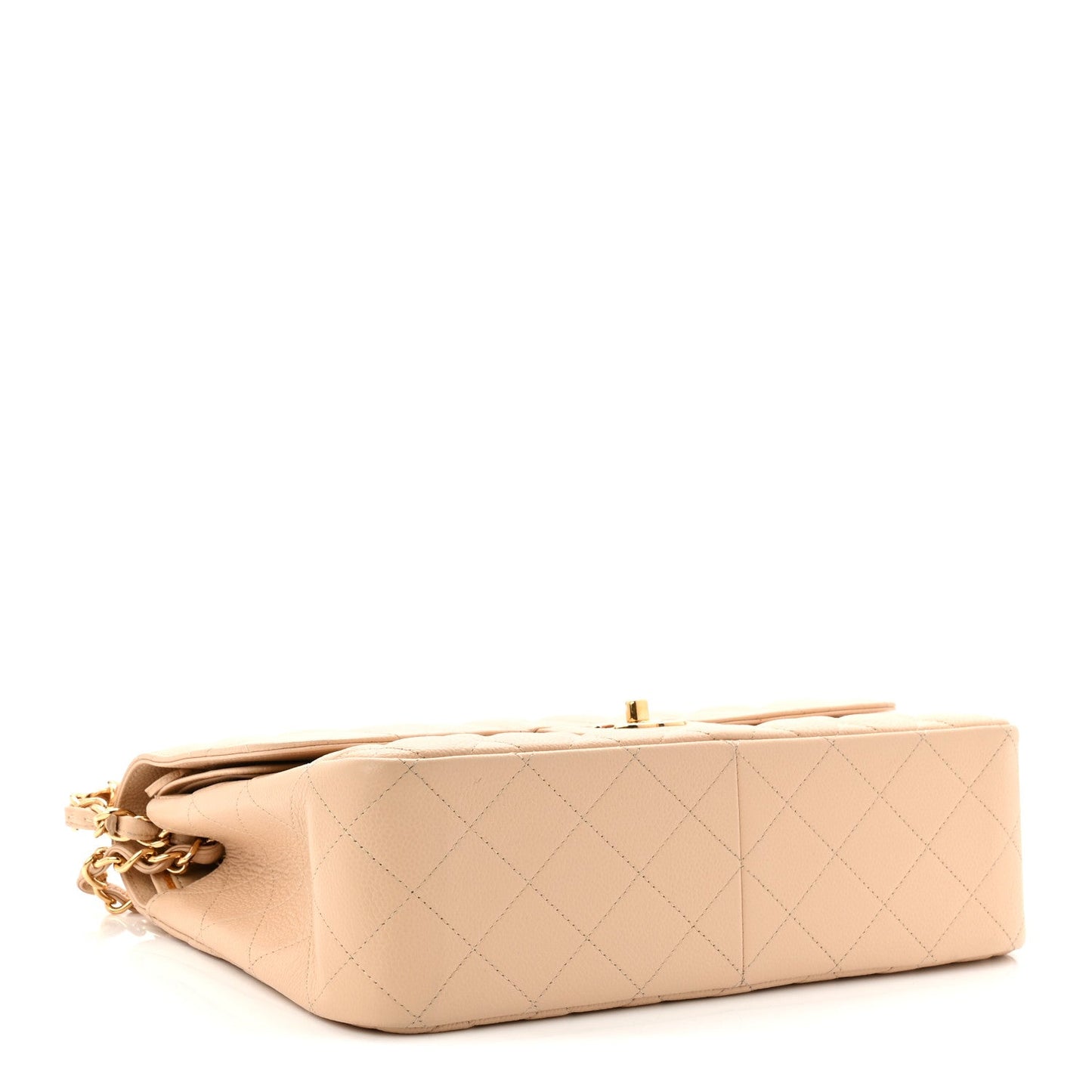 Caviar Quilted Jumbo Double Flap Beige Clair