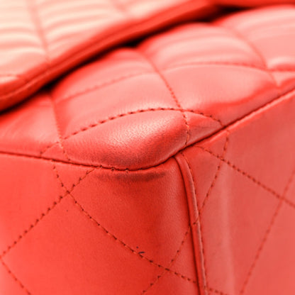 Lambskin Quilted Maxi Single Flap Red
