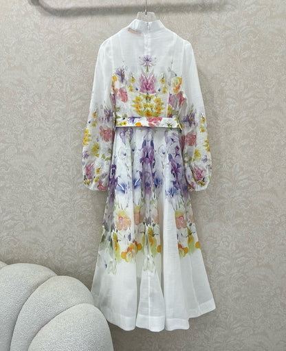 ZIMMERMANN LONG DRESS WITH A STAND COLLAR 275117