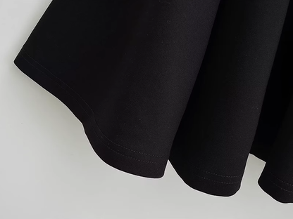 2025 Summer New French Black Dress Square Neck Waist Short Dress R0925