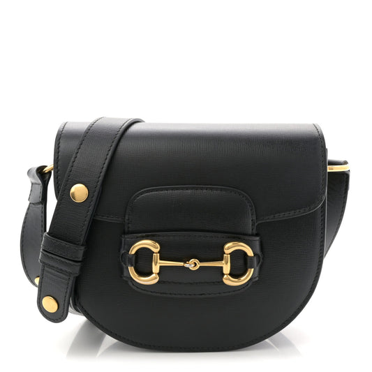 Azalea Calfskin Mini Horsebit 1955 Rounded Shoulder Bag Black