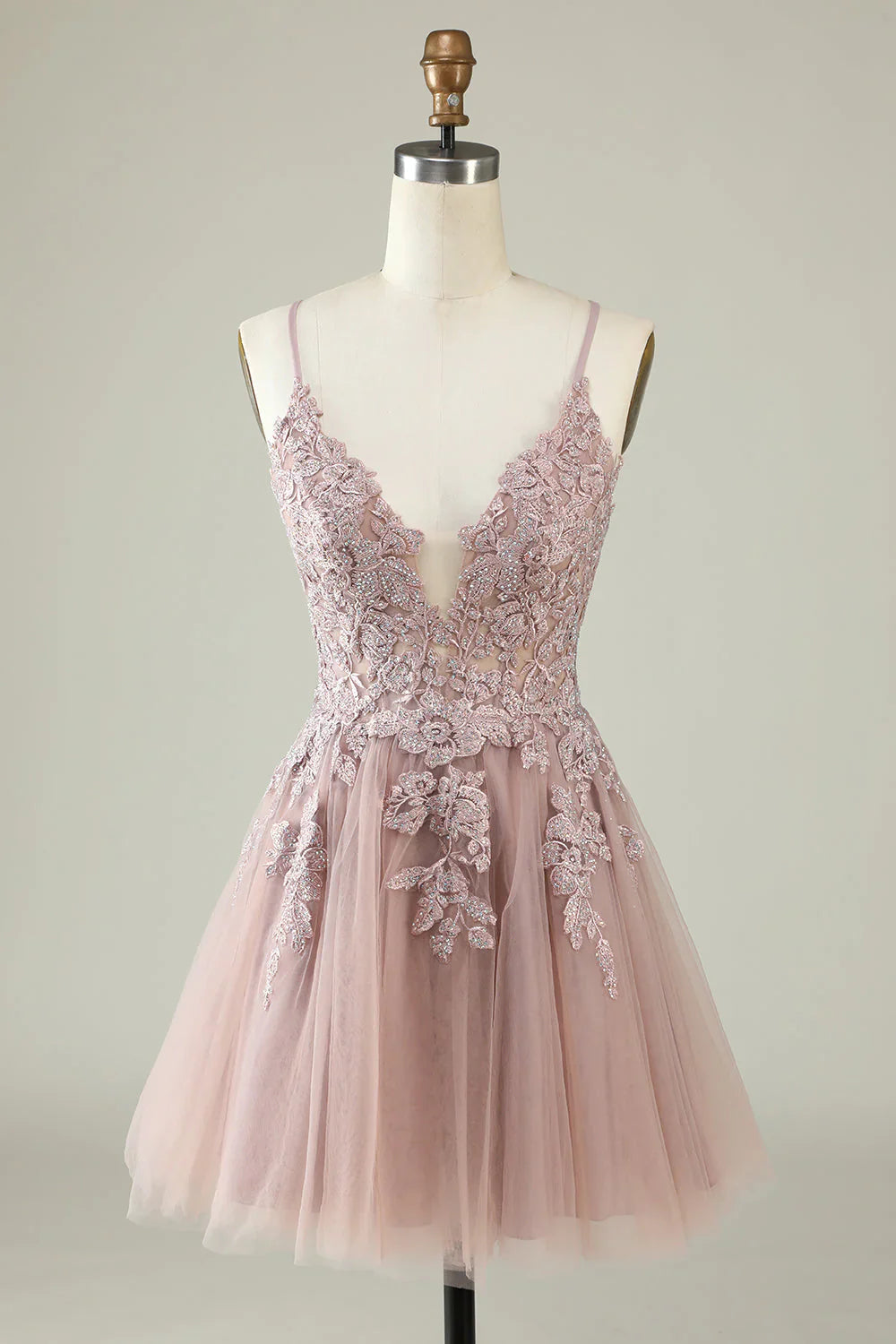 omberprom Sweetheart A Line Short Homecoming Dress Stylish Green Spaghetti Straps with Appliques