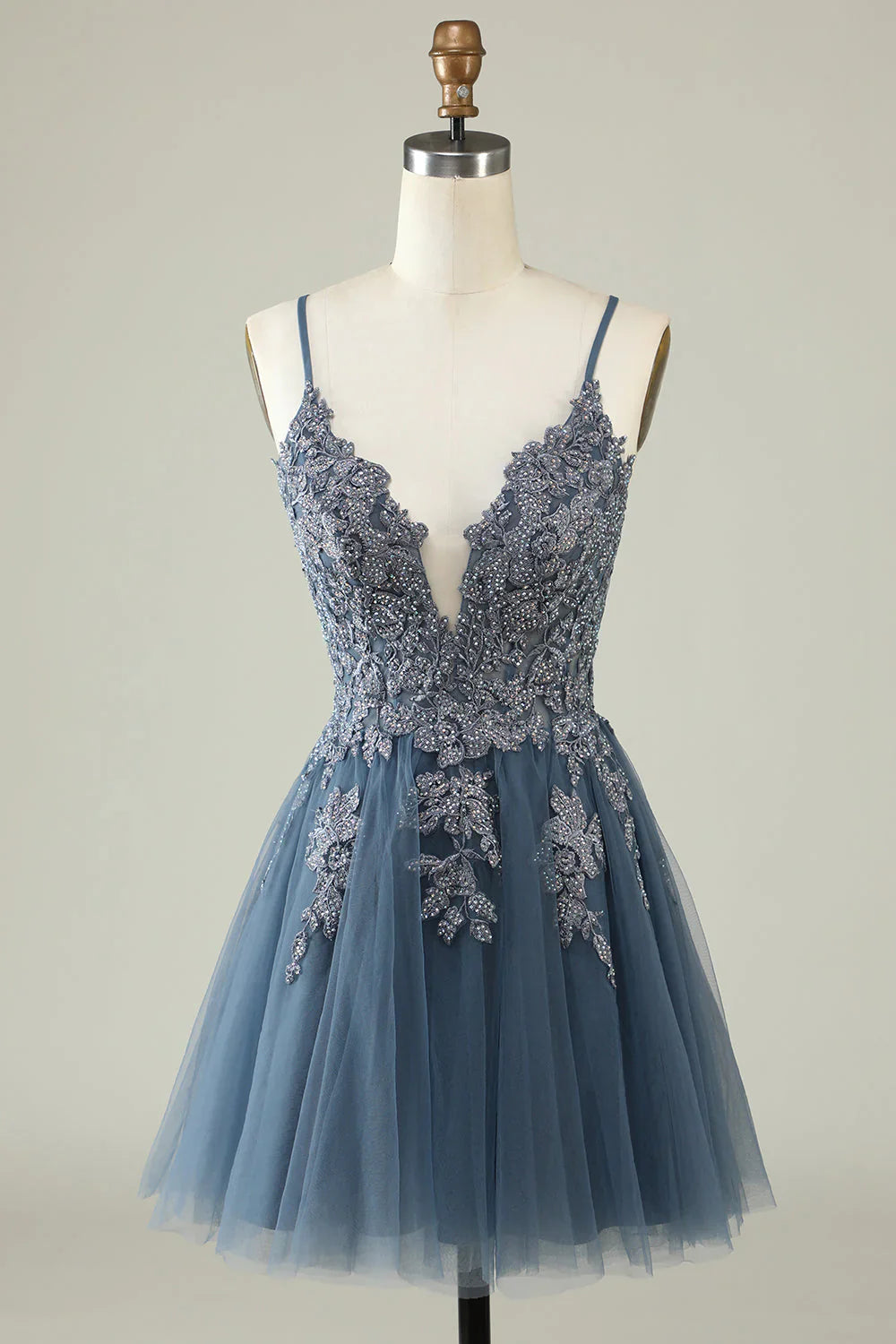 omberprom Sweetheart A Line Short Homecoming Dress Stylish Green Spaghetti Straps with Appliques