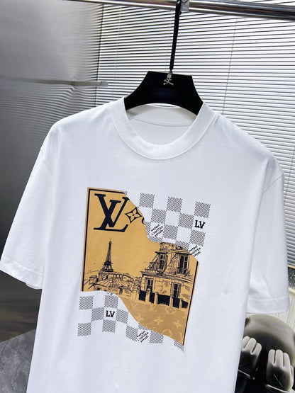 LV T-SHIRT IN WHITE COTTON EIFFEL TOWER PRINT 238804