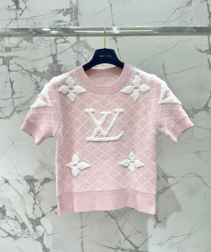 LV Flower T Shirt Pink Polyamide Wool