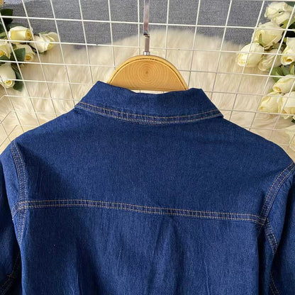 New Fashion Simple Belt Design Denim Dress TP2830
