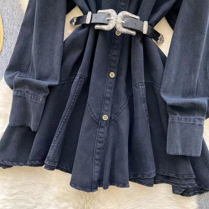 Vintage Couture Loose Waisted Denim Dress TP2833