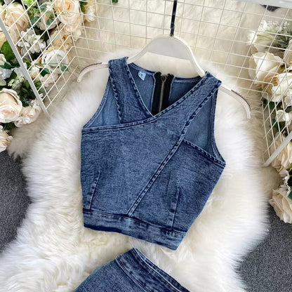 New Tank Top High-waisted Denim skirt For Women TP2834