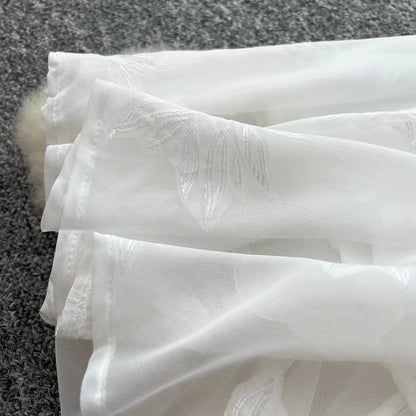 Fashion French High Sense V-neck High Waist Slimming Embroidery White Spaghetti Strap Dress TP2846