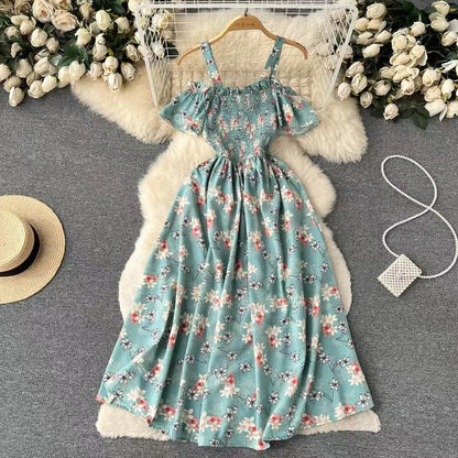 Retro Design Chic Spaghetti  Strap Floral Dress TP2859