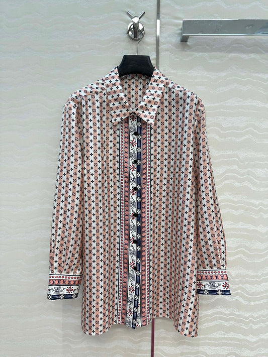 LV Monogram Floral Print Island Resort Shirt Multicolor Silk