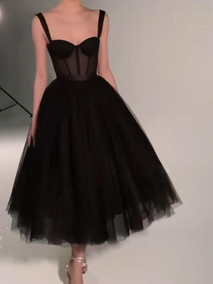 Black Fashion Sweetheart Neck Long Tulle Teen Prom Dress Tulle Prom Dresses Prom Gowns Graduation Prom