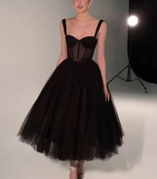 Black Fashion Sweetheart Neck Long Tulle Teen Prom Dress Tulle Prom Dresses Prom Gowns Graduation Prom