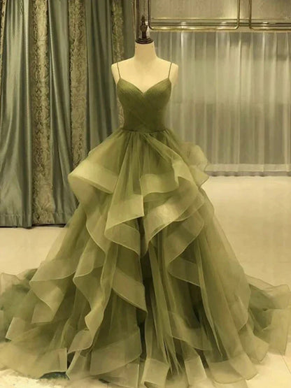 omberprom Elegant Dress For Formal Spaghetti Strap Green A Line Long Prom Dress Formal Evening Gown Party Dress