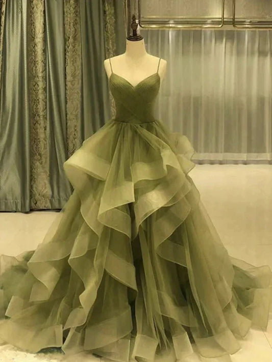 omberprom Elegant Dress For Formal Spaghetti Strap Green A Line Long Prom Dress Formal Evening Gown Party Dress