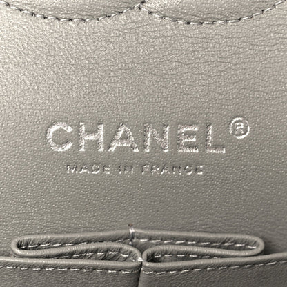 Lambskin Quilted Medium Double Flap Grey