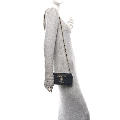 Canvas Small Deauville Clutch With Chain Navy