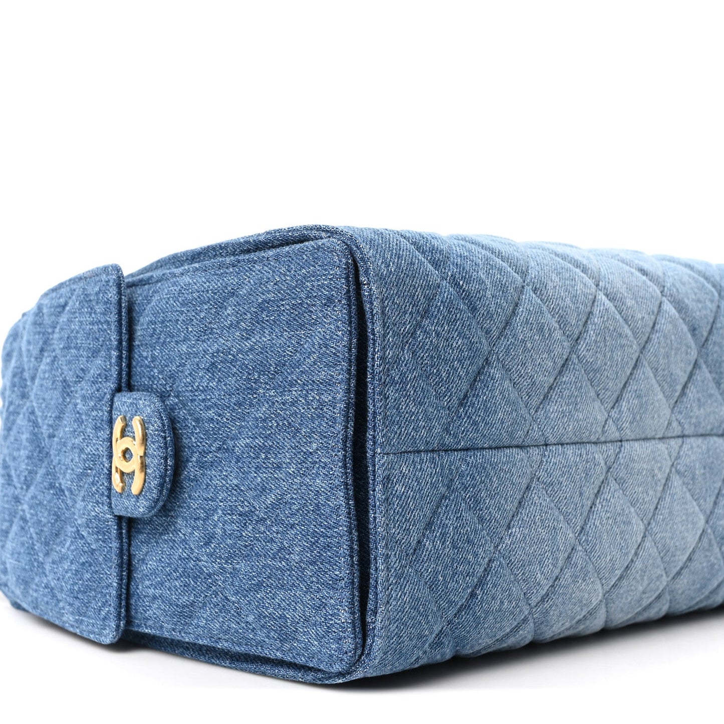 Washed Denim Quilted Small Chanel 25 Handbag Blue