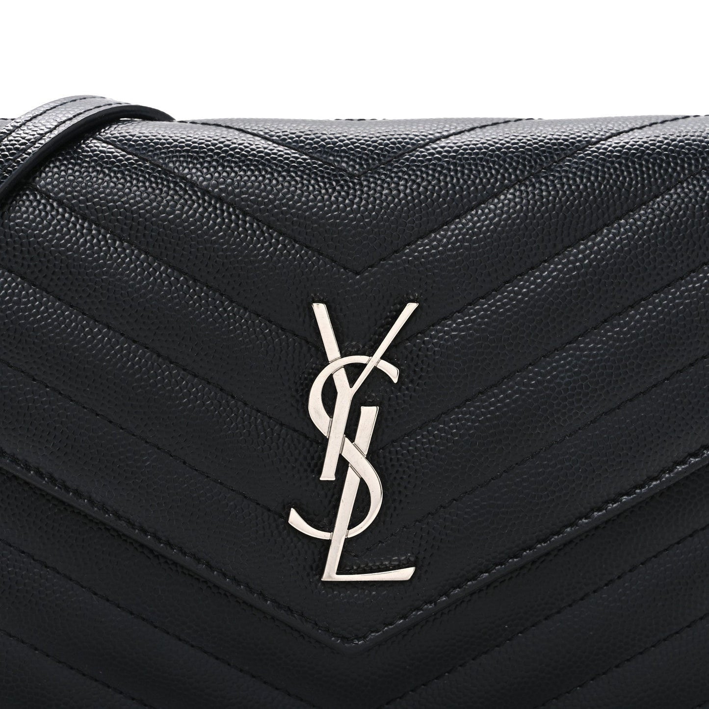 Grain De Poudre Matelasse Chevron Monogram Chain Wallet Black
