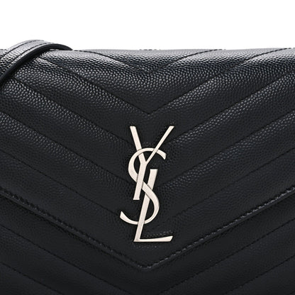 Grain De Poudre Matelasse Chevron Monogram Chain Wallet Black