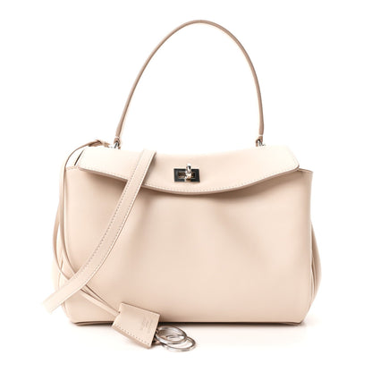 Natural Smooth Calfskin Small Rodeo Top Handle Handbag Almond