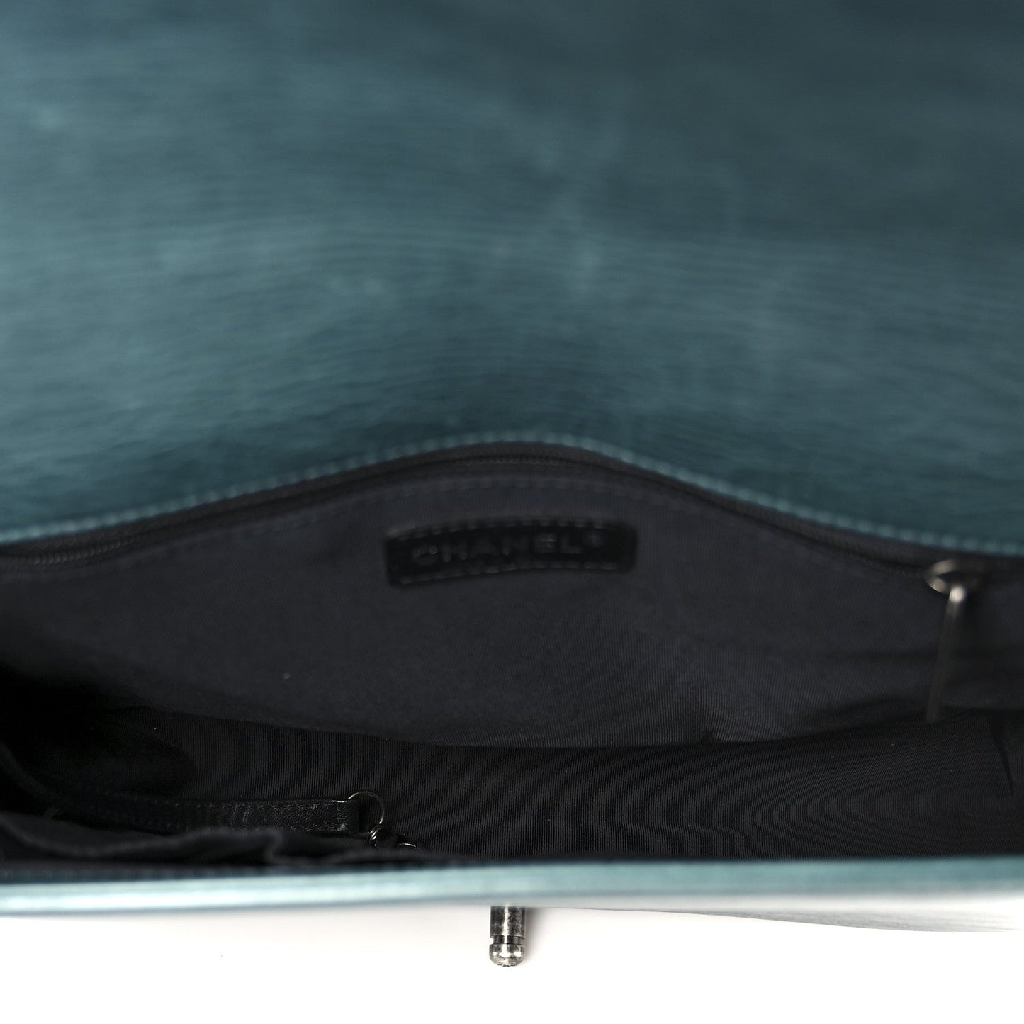 Calfskin Quilted Double Stitch Large Boy Flap Green