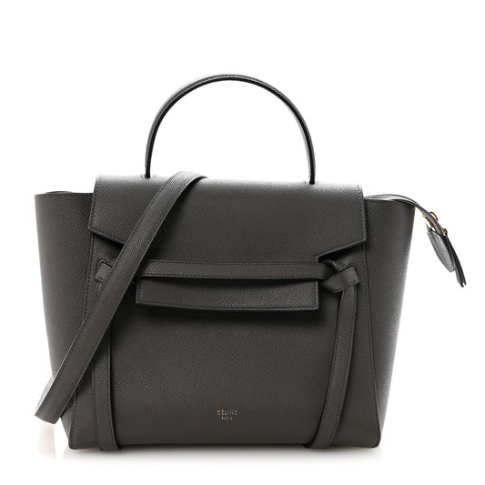 Baby Grained Calfskin Micro Belt Bag Grey