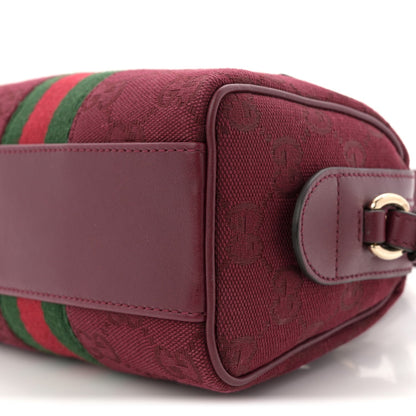 GG Supreme Monogram Textured Dollar Calfskin Web Super Mini Ophidia Top Handle Bowler Bag Rosso Ancora