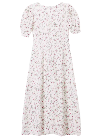 2025 summer new French pink floral girl age-reducing waist long dress R0921