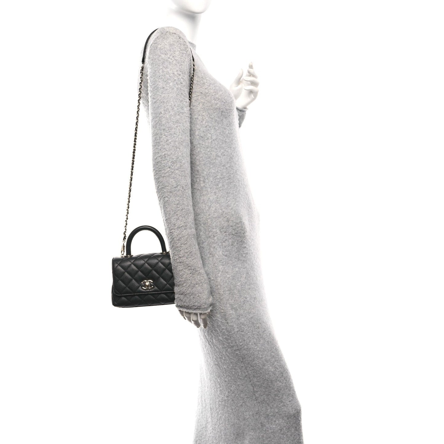 Caviar Quilted Extra Mini Coco Handle Flap Black