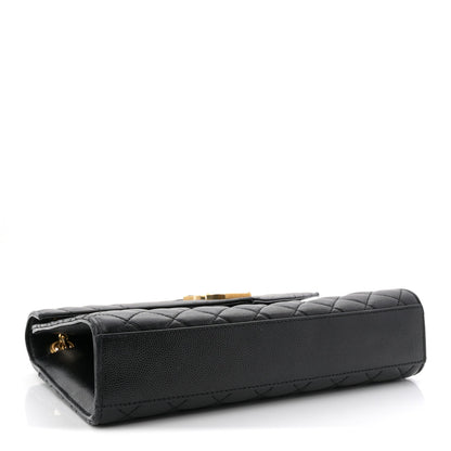 Grain De Poudre Textured Mixed Matelasse Triquilt Medium Monogram Satchel Black