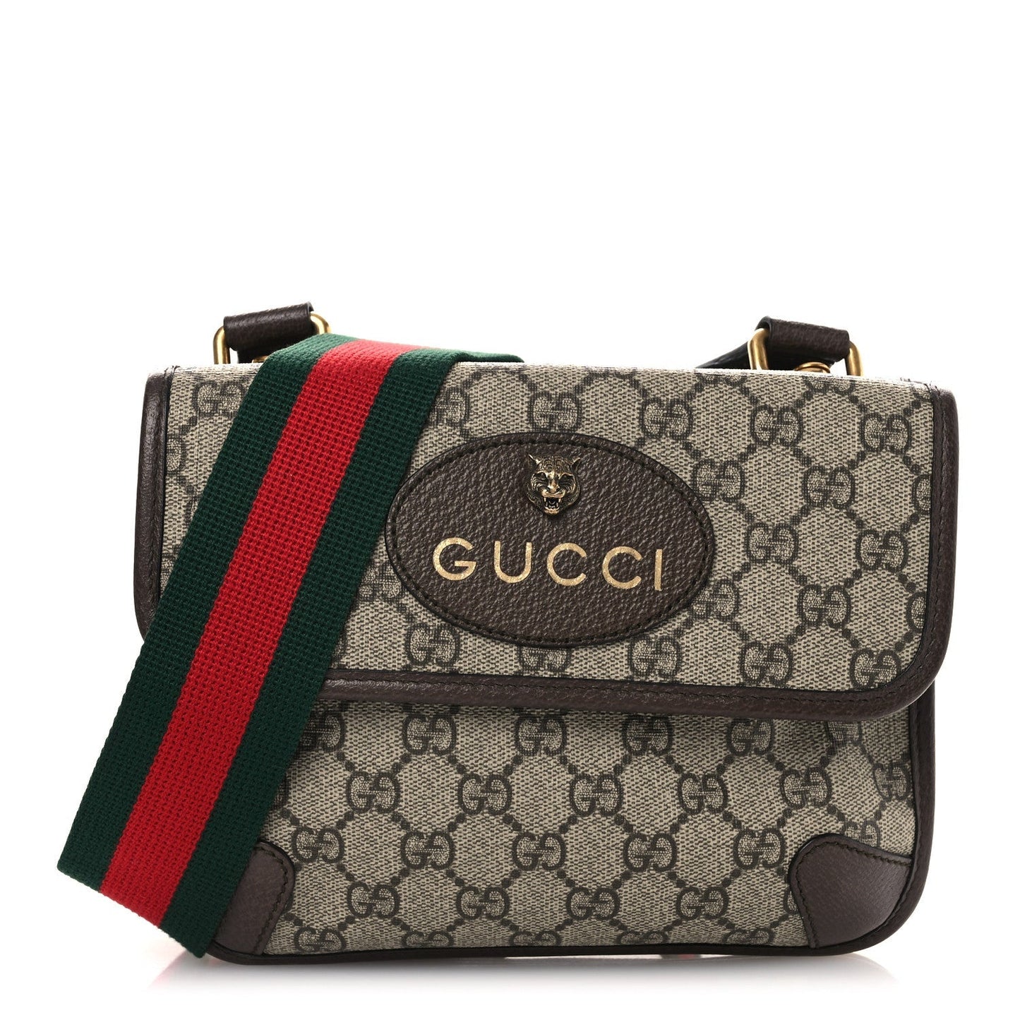 GG Supreme Monogram Web Small Neo Vintage Double Flap Messenger Bag Beige New Acero