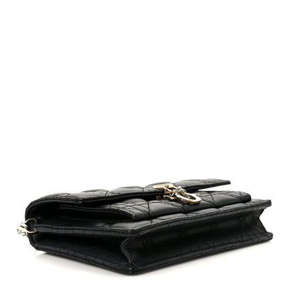 Lambskin Cannage Chain My Dior Daily Chain Pouch Black