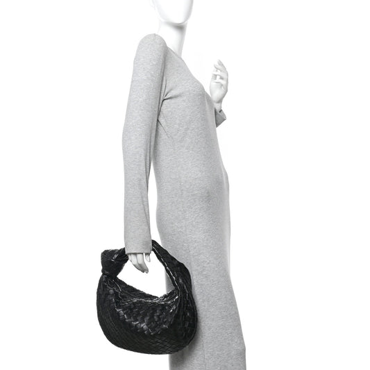Nappa Intrecciato Teen Jodie Hobo Black