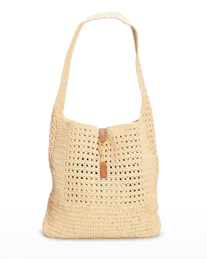 SAINT LAURENT Hobo YSL Shoulder Bag in Raffia