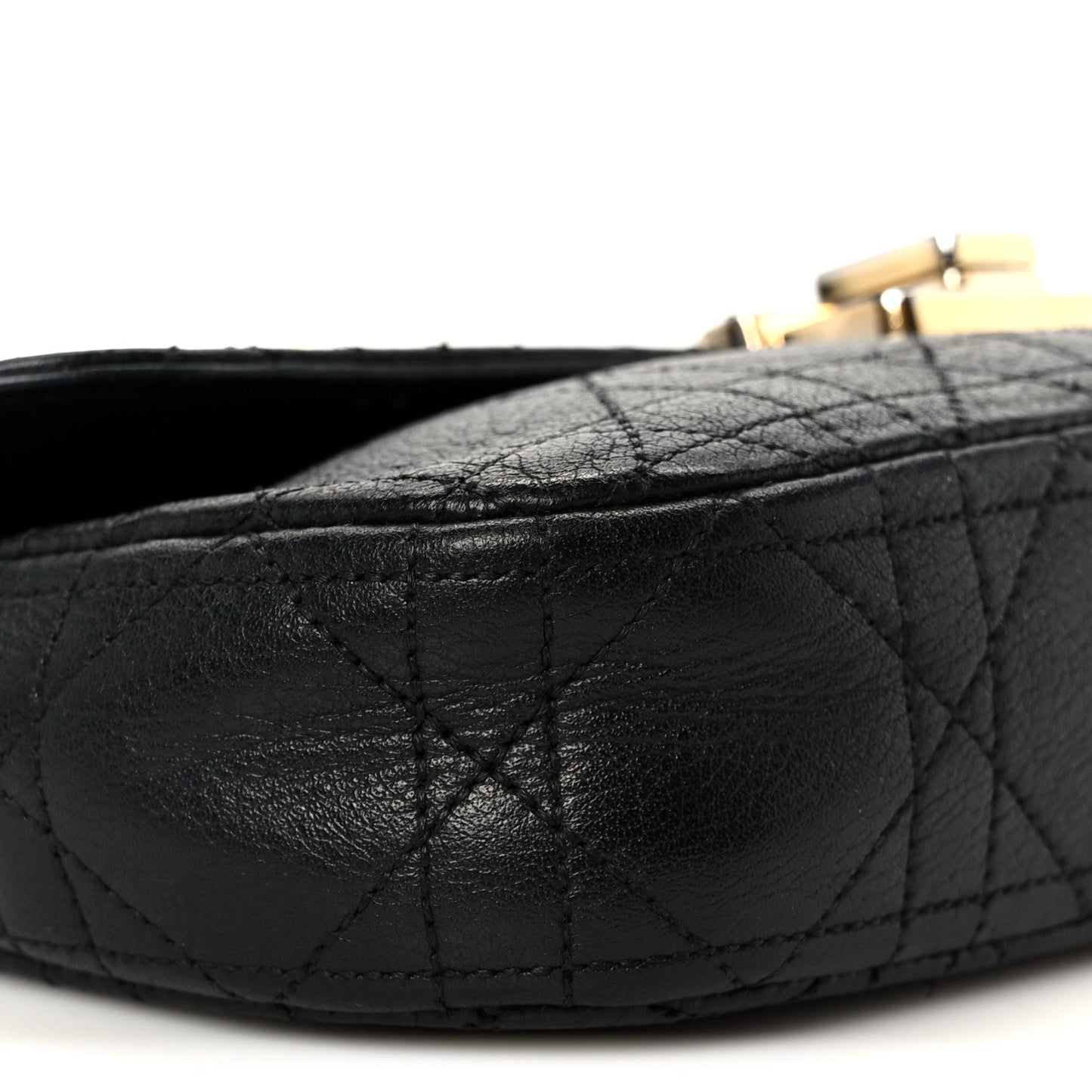 Grained Calfskin Cannage Diorling Wallet On Chain Black
