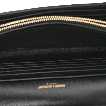 Grain De Poudre Matelasse Chevron Monogram Chain Wallet Black