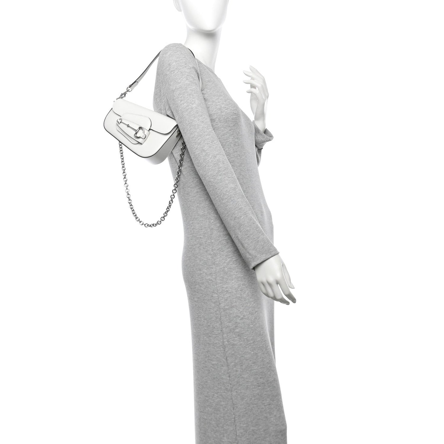 Demetra Mini Horsebit 1955 Asymmetric Shoulder Bag Great White