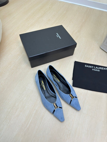 BABYLONE BALLET FLAT IN SKY BLUE SUEDE