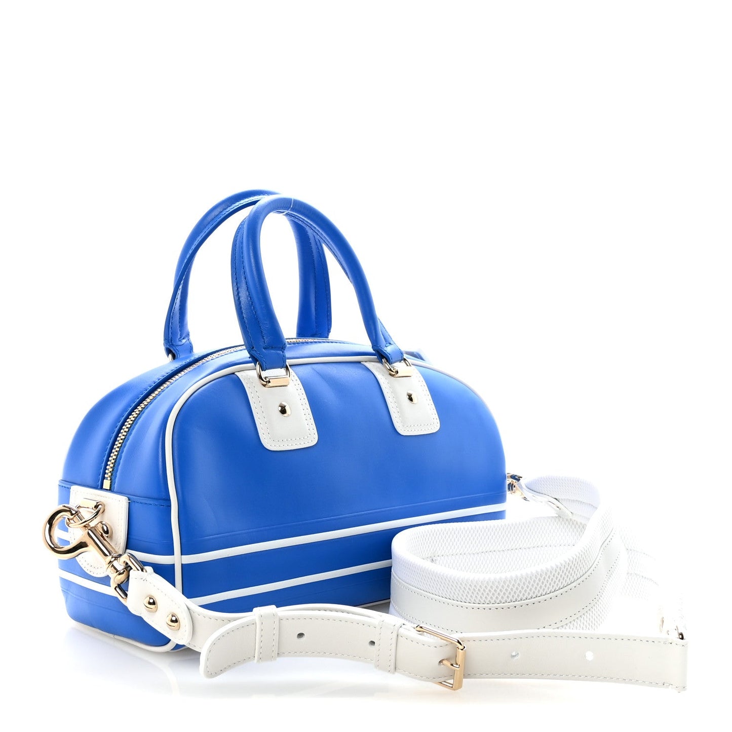Calfskin Small Dior Vibe Zip Bowling Bag Blue