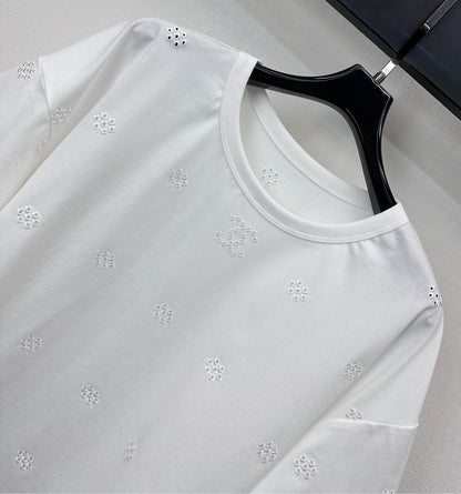 CC SS26 Laser-embroidered Cropped T-shirt White Cotton 350313