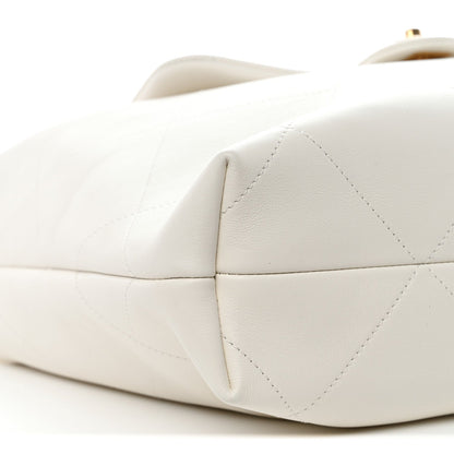 Calfskin Quilted Small Maxi Chain Hobo White