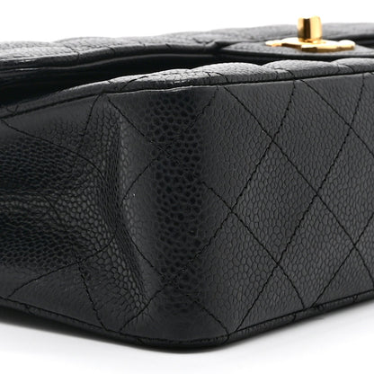 Caviar Quilted Medium Double Flap Black