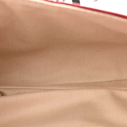 Calfskin Quilted Double Stitch Hamptons Clutch with Chain Red
