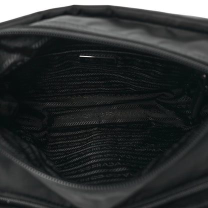 Re-Nylon Vela Saffiano Pocket Single Buckle Messenger Shoulder Bag Black